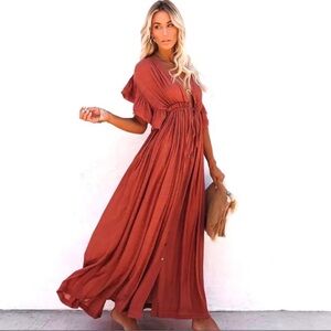 Boho Gauze Maxi Dress Vacation Coverup
